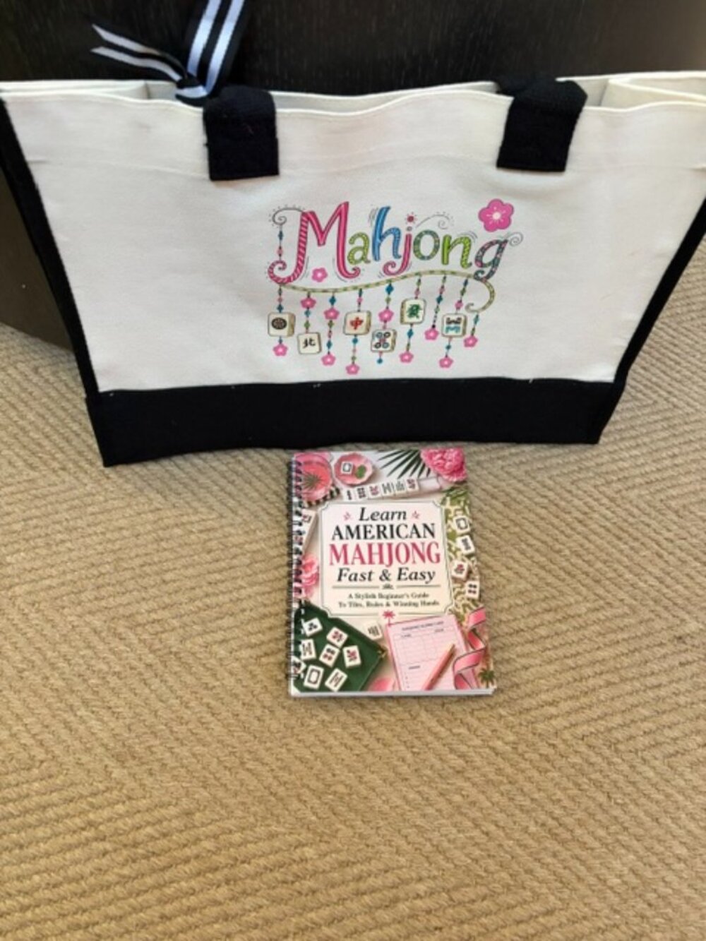 MahJong Canvas Tote Bag and How to Play Book